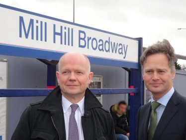 Matthew Offord MP with William Hague at Mill Hill Broadway Rail Station